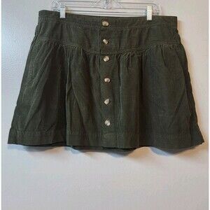 American Eagle Green Corduroy Button Mini Skirt  16 Short Cottagecore Y2K